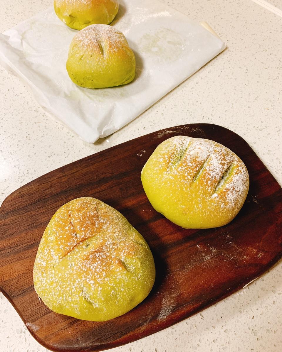 抹茶红豆软面包