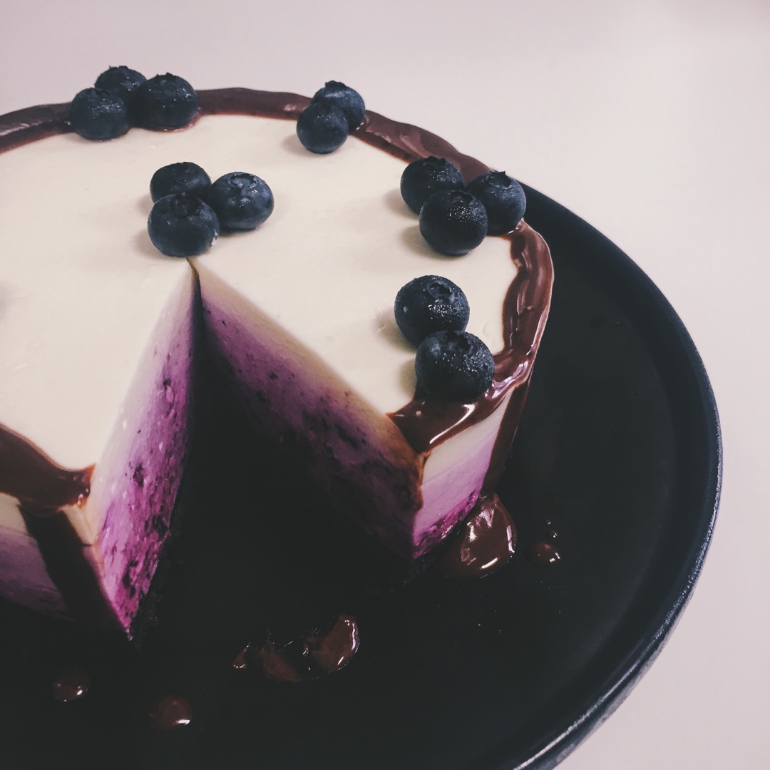 渐变蓝莓冻芝士蛋糕（免烤）