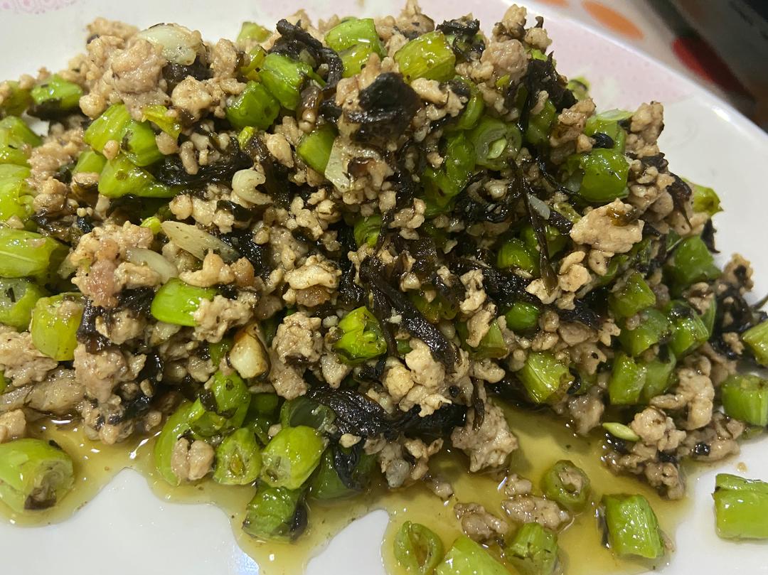 橄榄肉末四季豆的做法