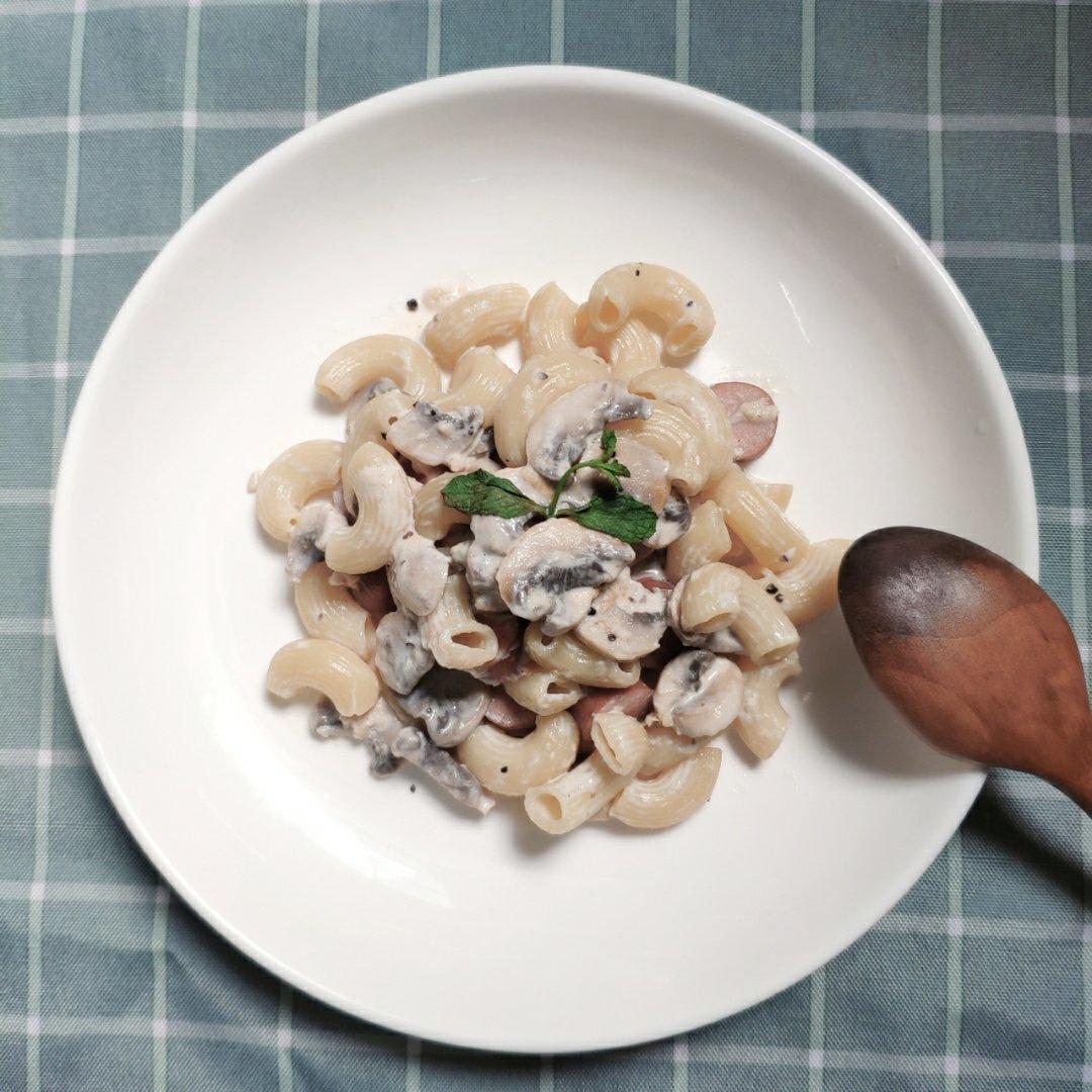低卡伪白酱奶油培根蘑菇意大利面｜#Healthymeals# 减脂必撸02