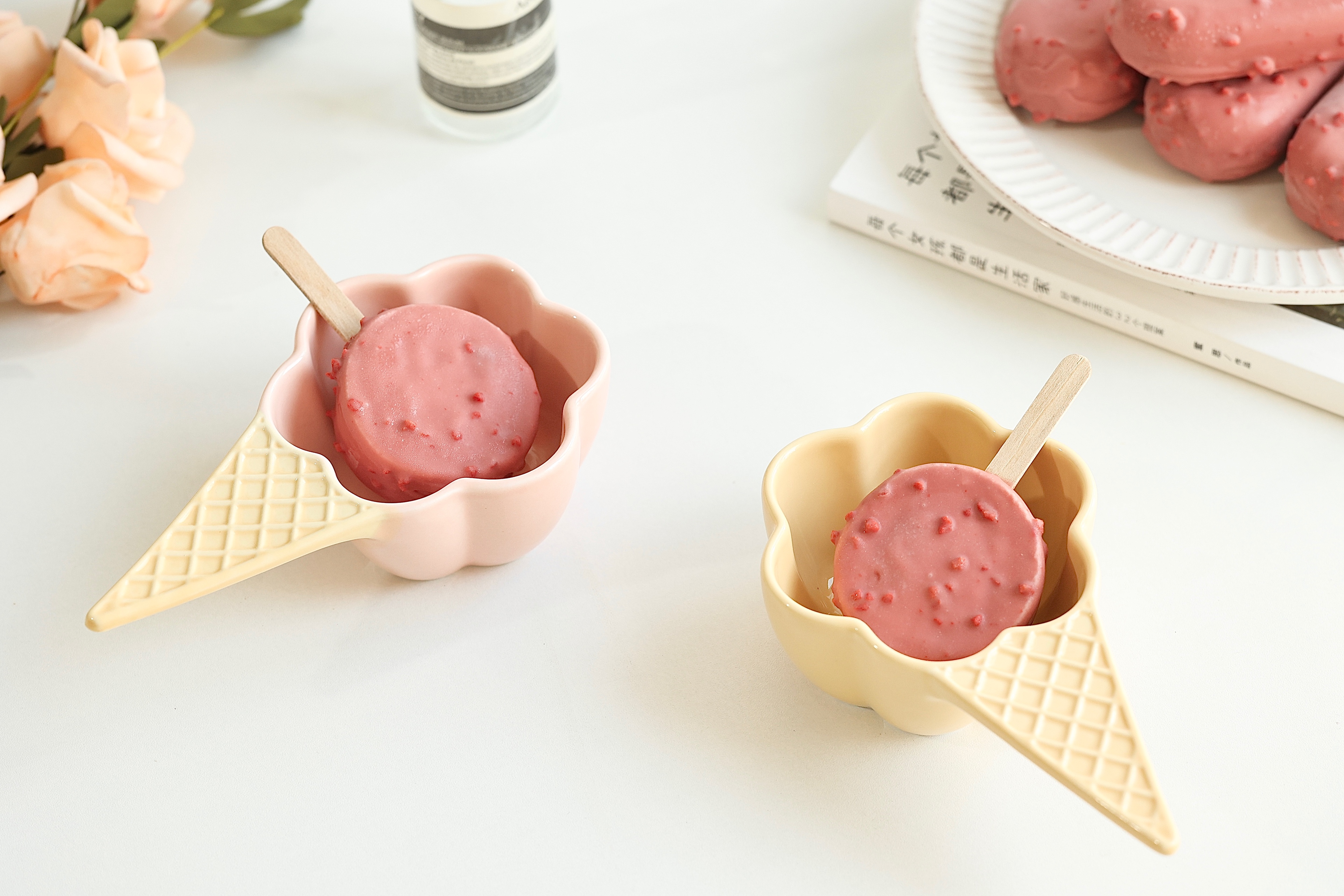 覆盆子/树莓脆皮冰淇淋🍦/高颜值少女心的做法 步骤30