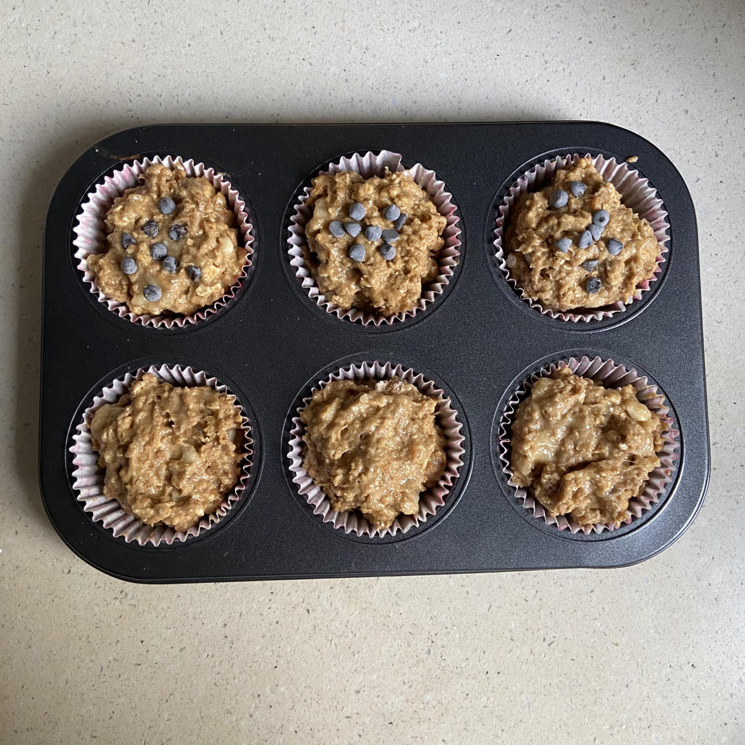 无糖海盐香蕉夹心花生酱燕麦快手马芬【健康主食】