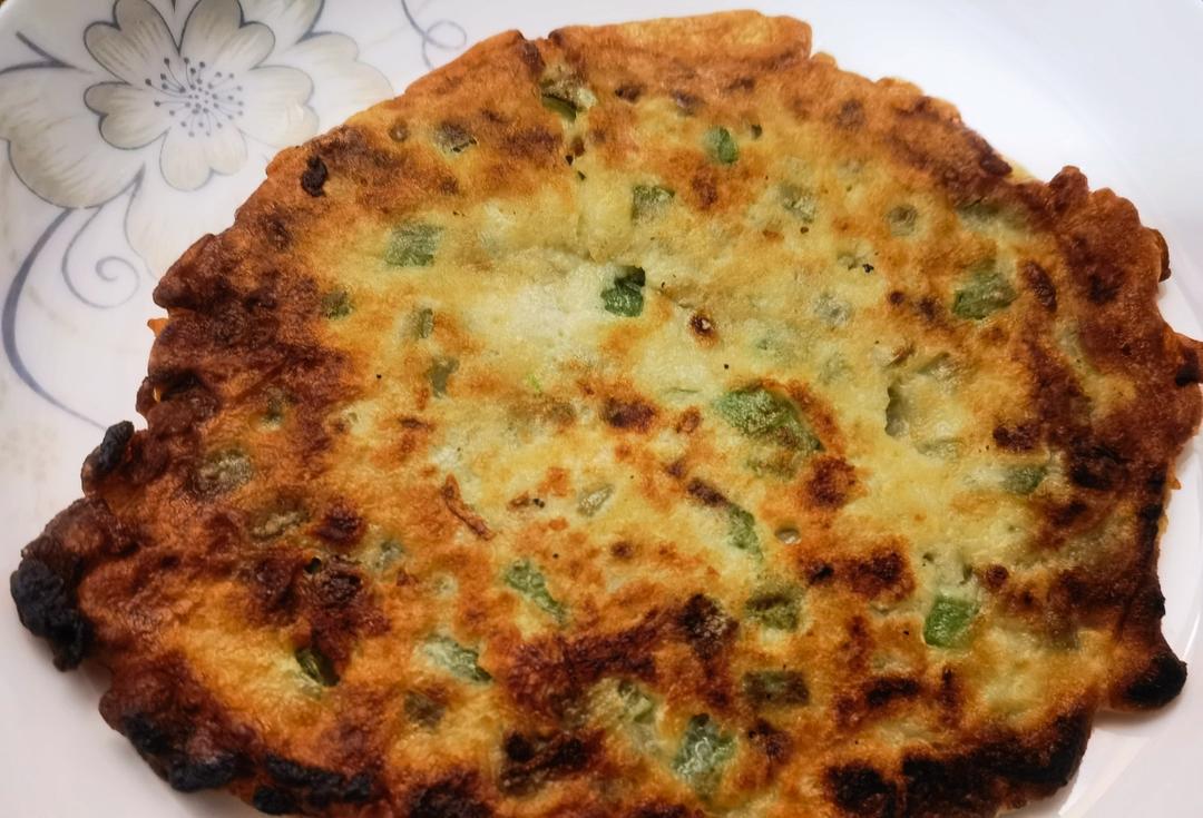 外婆从小吃到大的绿油油的丝瓜饼