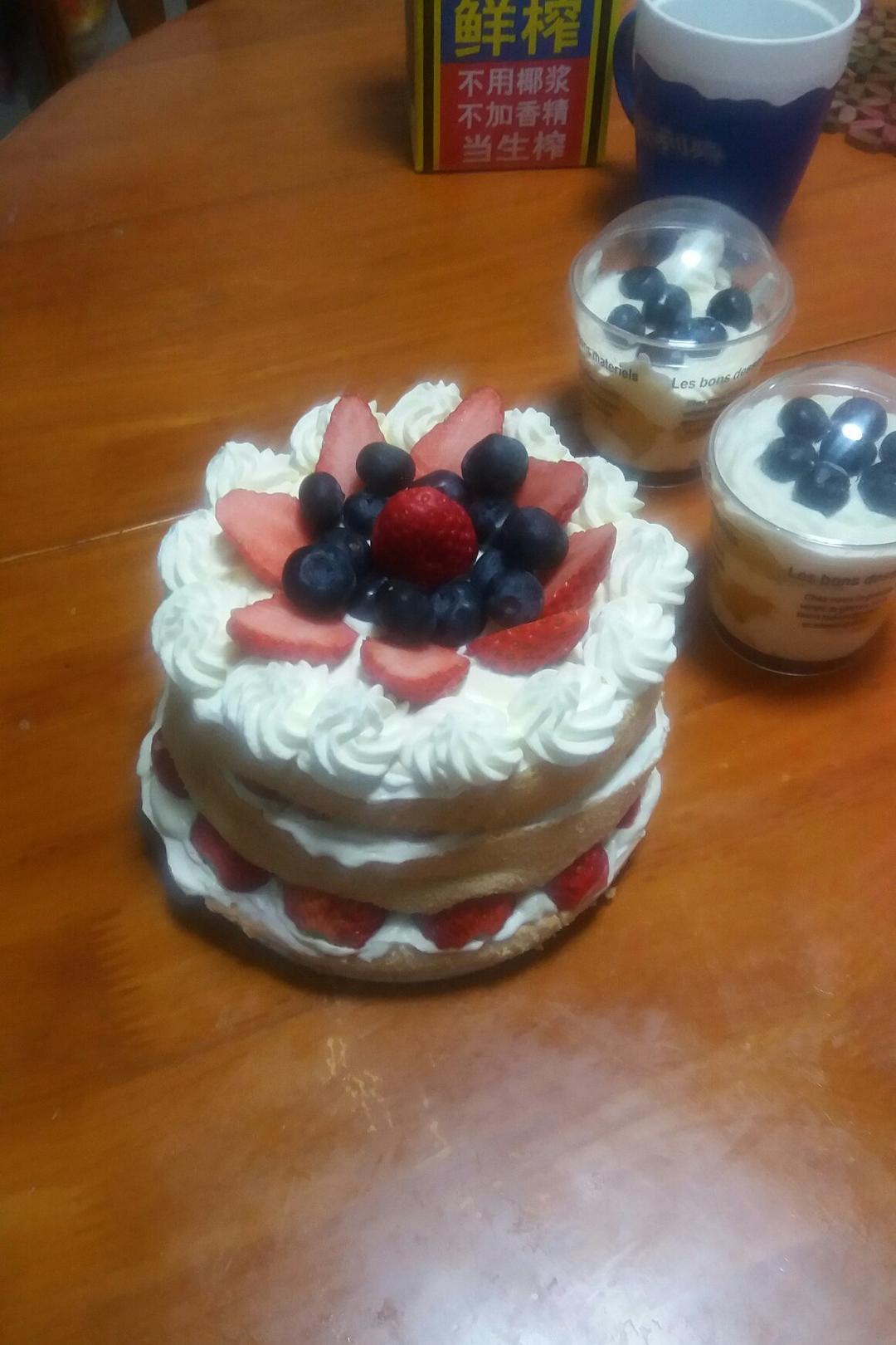 【零失败】不会裱花没关系的水果裸蛋糕 芒果裸蛋糕 完美戚风胚