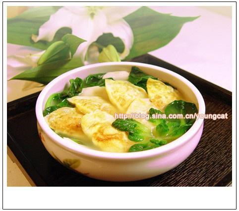 菊花菜烩蛋饺的做法