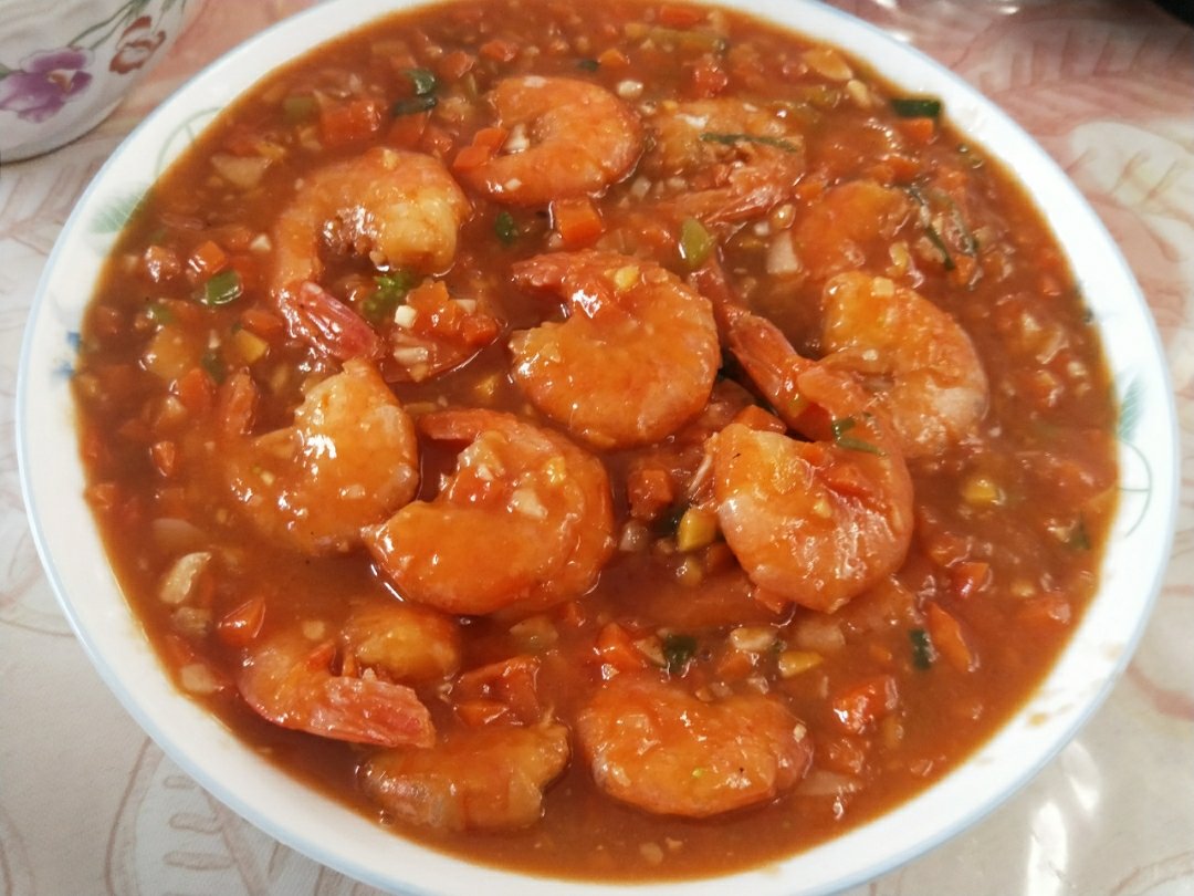 番茄酱焖阿根廷红虾