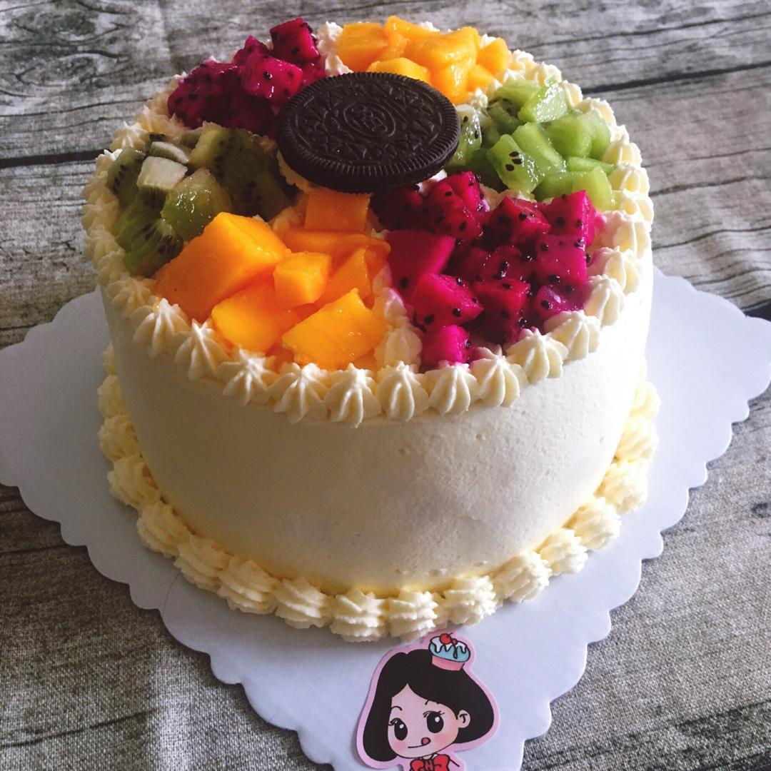点点_sister做的8寸水果生日蛋糕