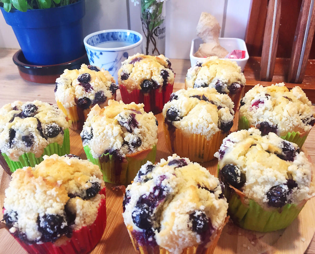 爆浆的蘑菇头蓝莓玛芬