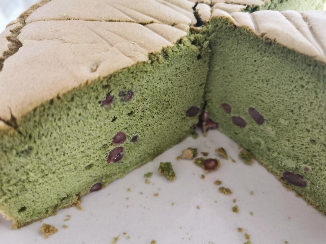 细腻绵软抹茶红豆戚风【附蜜红豆分布均匀小技巧】