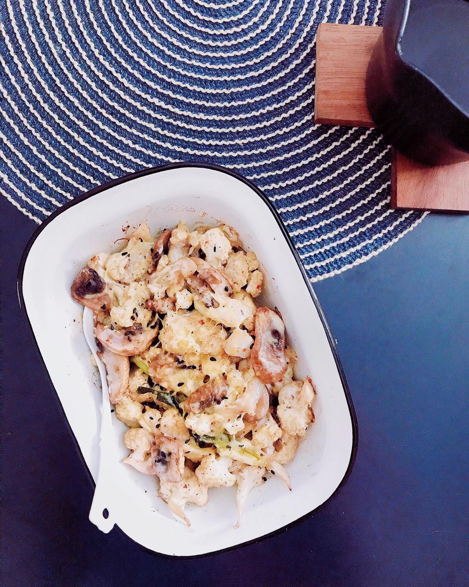 黑椒奶香煎烤蘑菇菜花