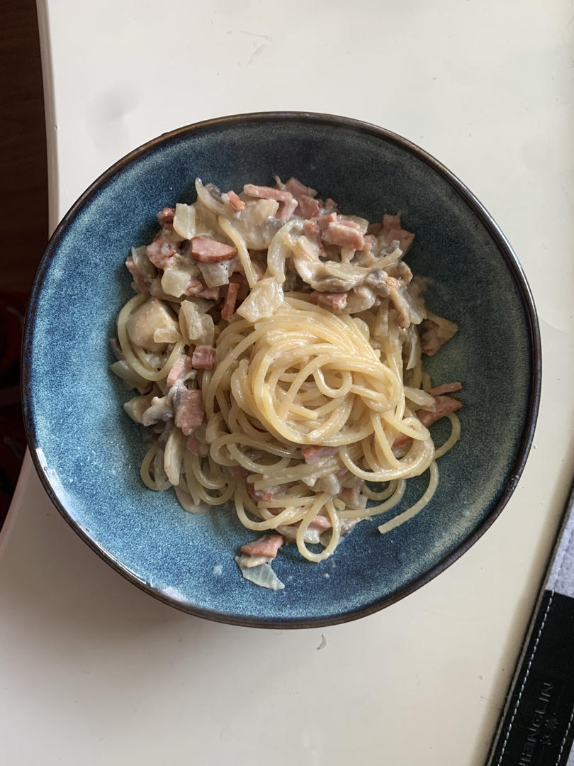 低卡伪白酱奶油培根蘑菇意大利面｜#Healthymeals# 减脂必撸02