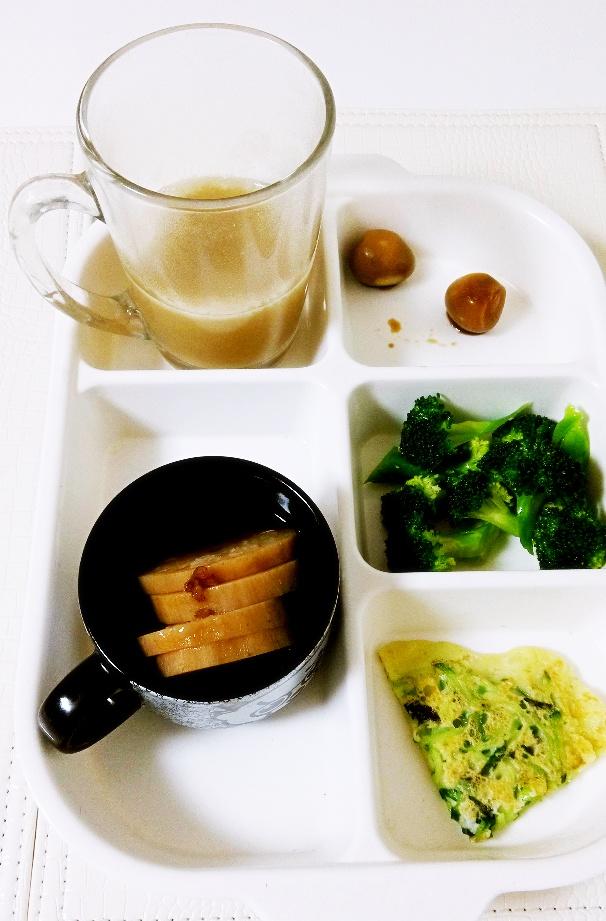 20141020 早餐 红糖小米粥，糯米藕，黄瓜蛋饼、白灼西兰花、鹌鹑蛋。的做法