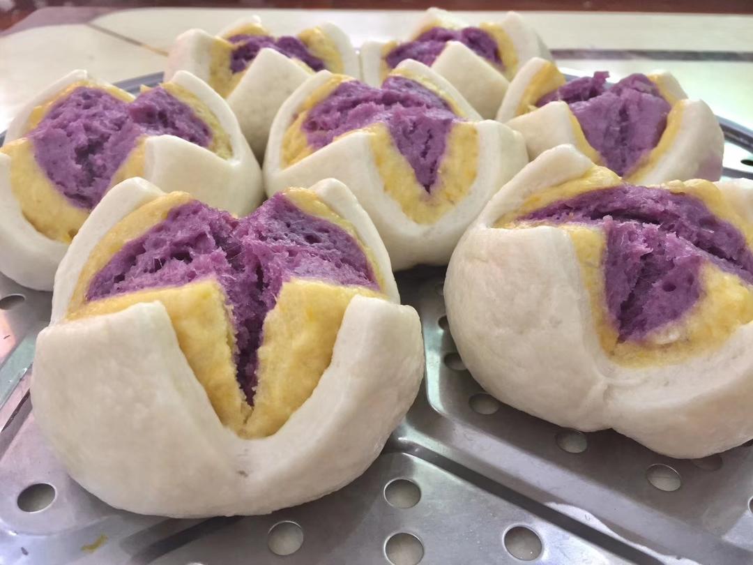 missliu是我啦做的三色花样馒头