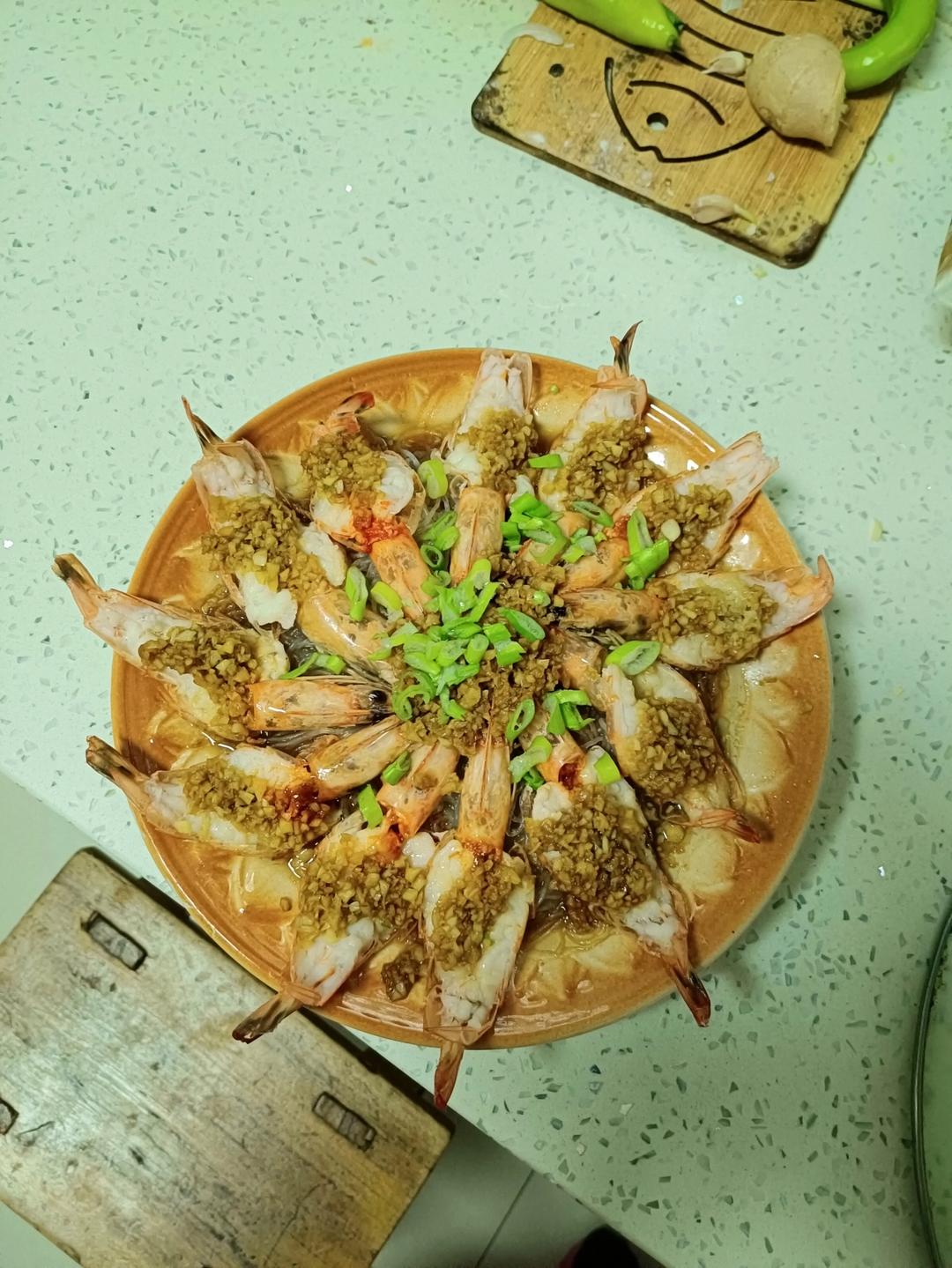 蒜蓉粉丝蒸虾（去虾头版）