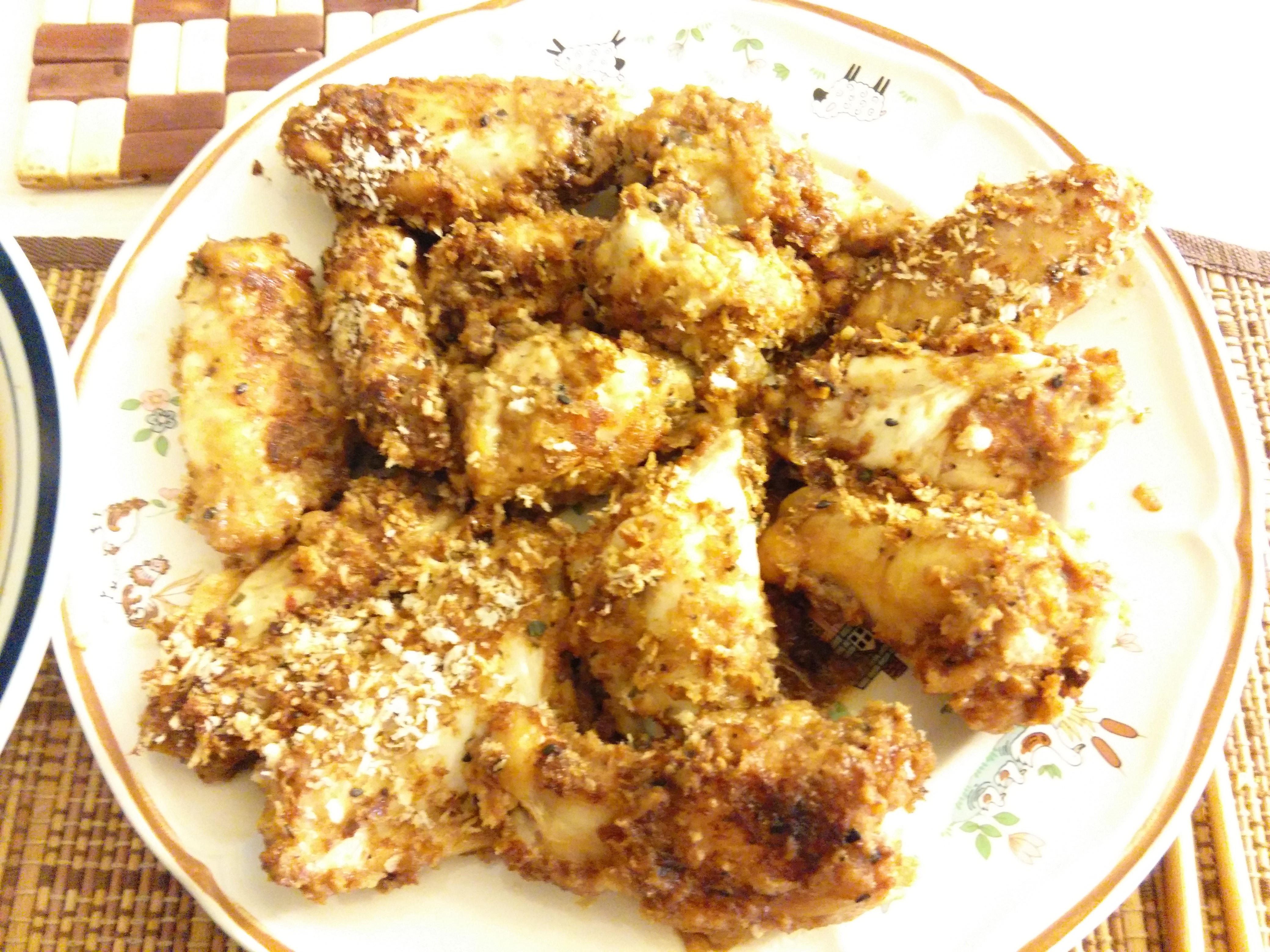 面包糠烤鸡翅