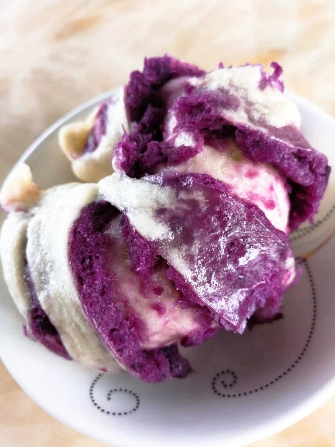 紫薯馅小花环馒头-花样面点