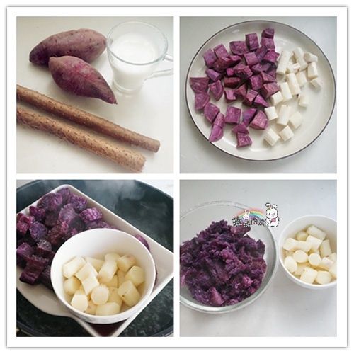 桂花山药紫薯糕的做法 步骤1