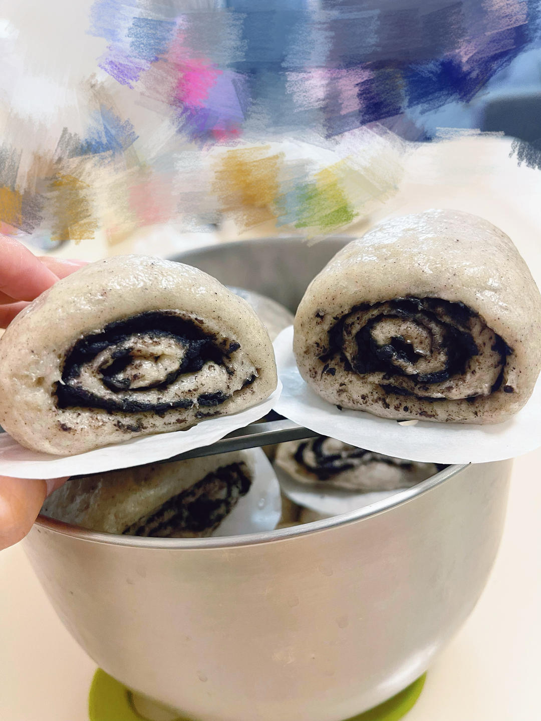 黑芝麻花生卷馒头