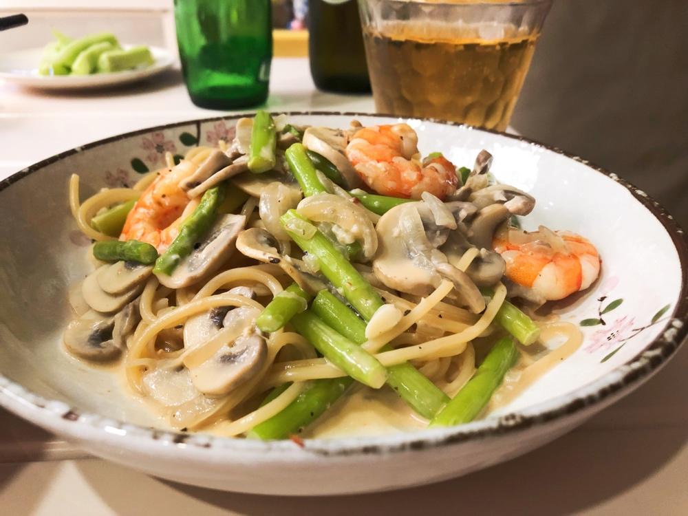 奶油虎虾意面
