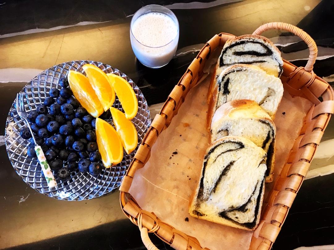 黑芝麻奶酥吐司【一次发酵】