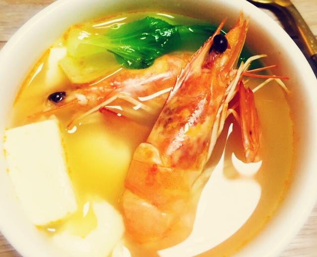 美味鲜虾豆腐汤的做法