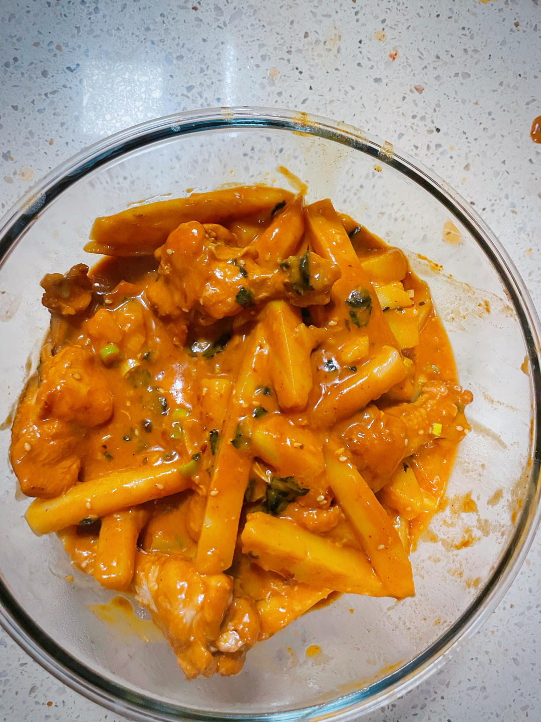 鸡翅根芝士海苔炒年糕