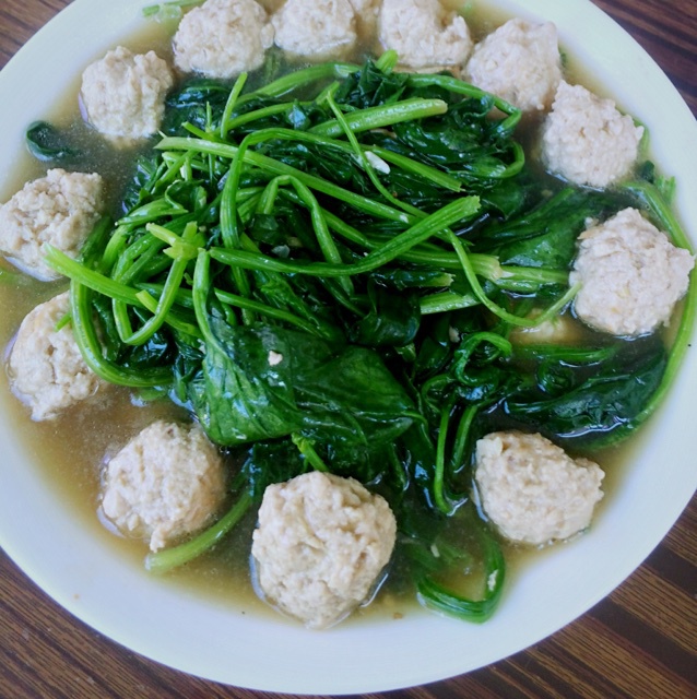9点03分做的菠菜肉丸汤