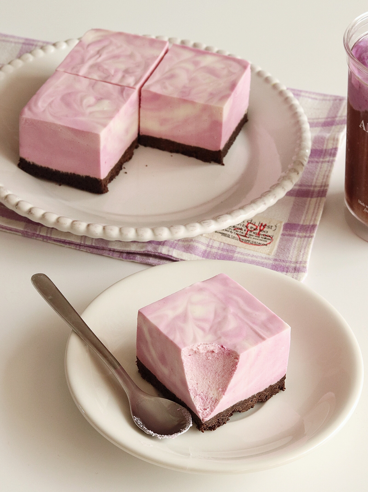 免烤❗️搅一搅就成功｜大理石纹紫薯慕斯蛋糕的做法
