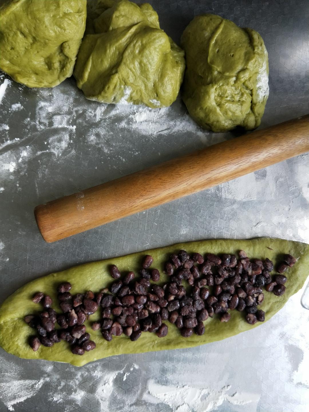 面包机版抹茶红豆吐司