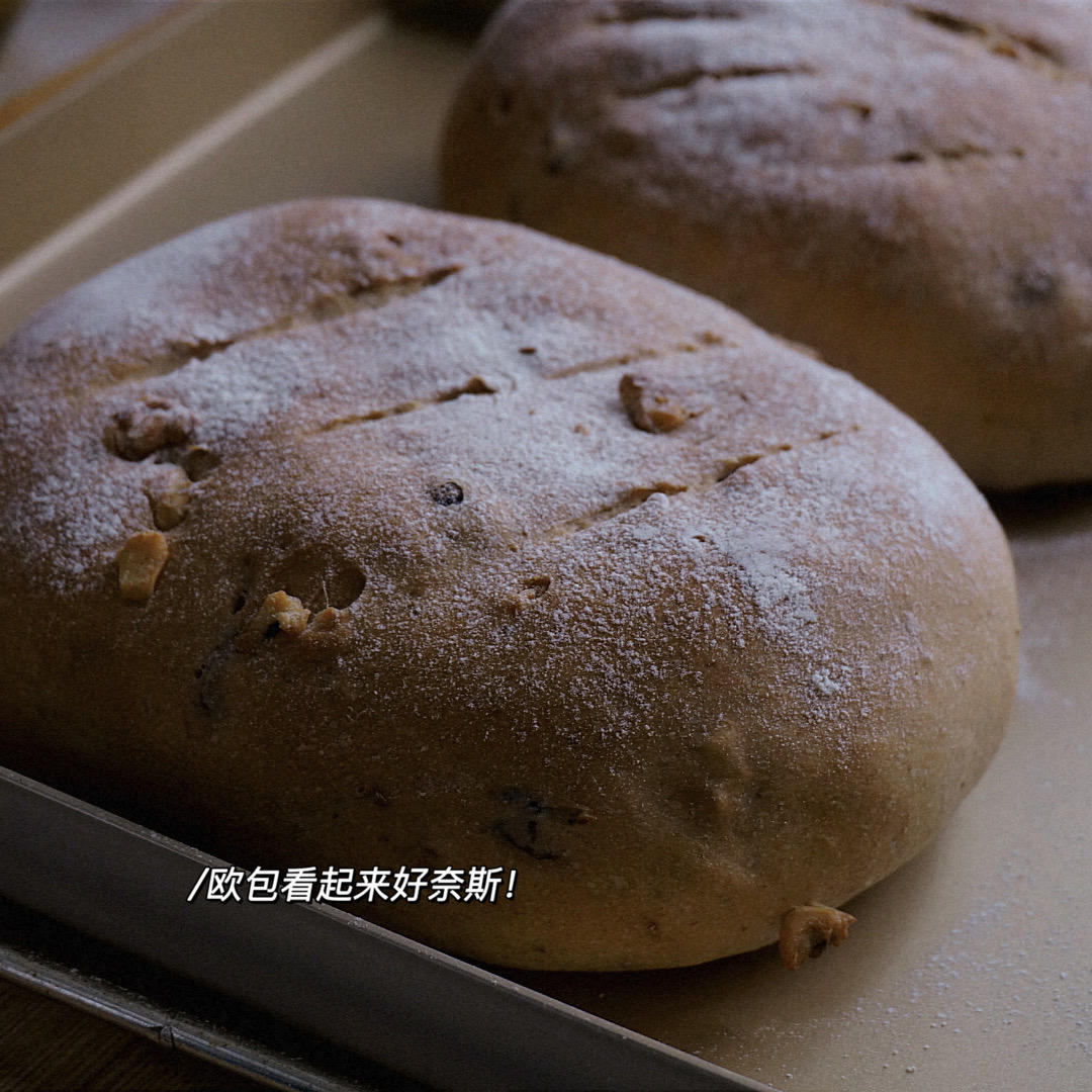 全麦蔓越莓核桃软欧包