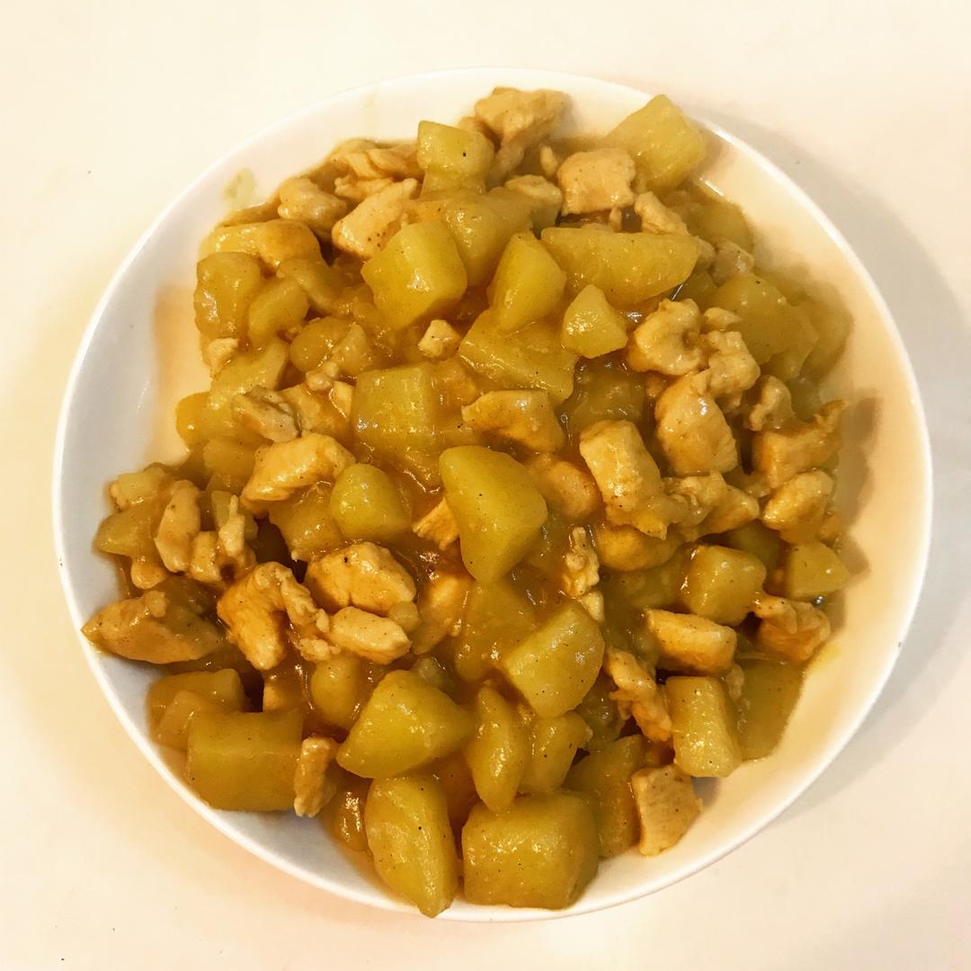 咖喱鸡肉饭（附米饭整形小方法）