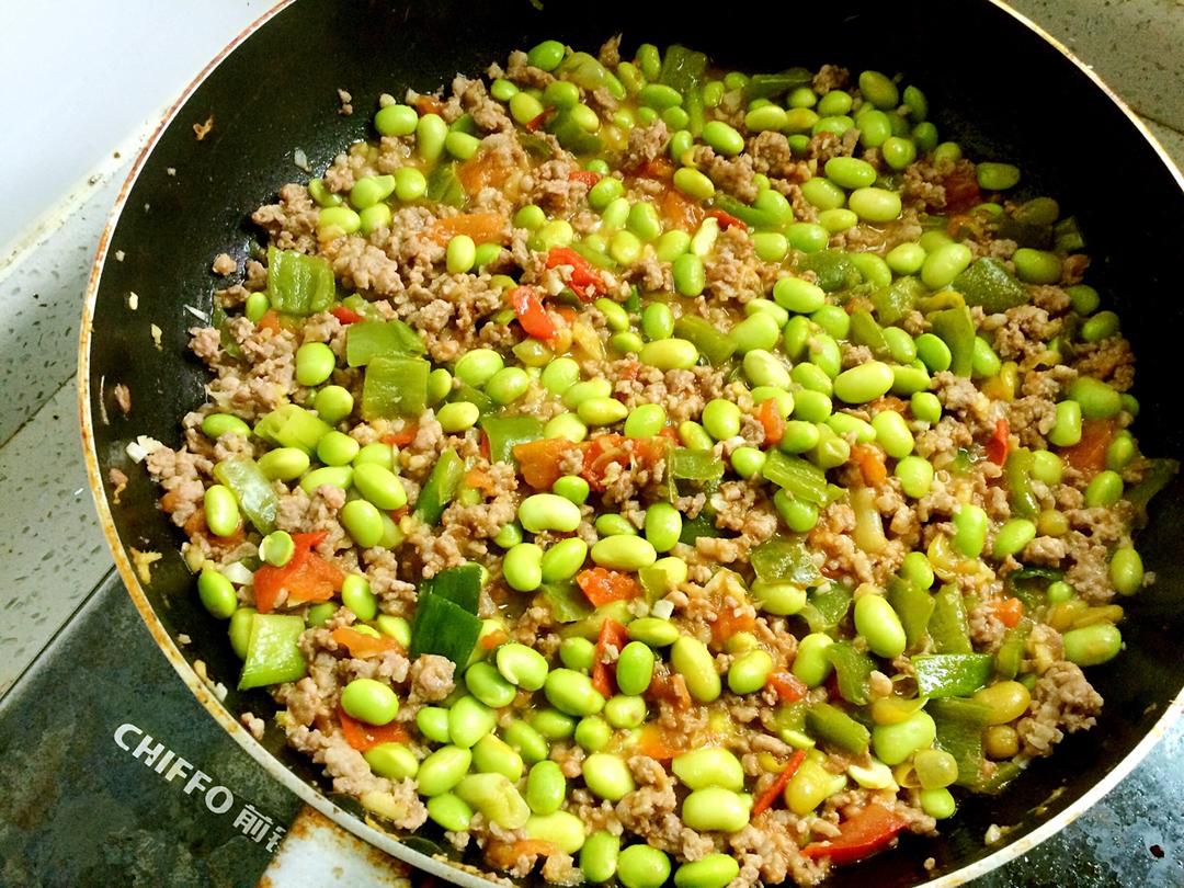 肉末番茄烧毛豆
