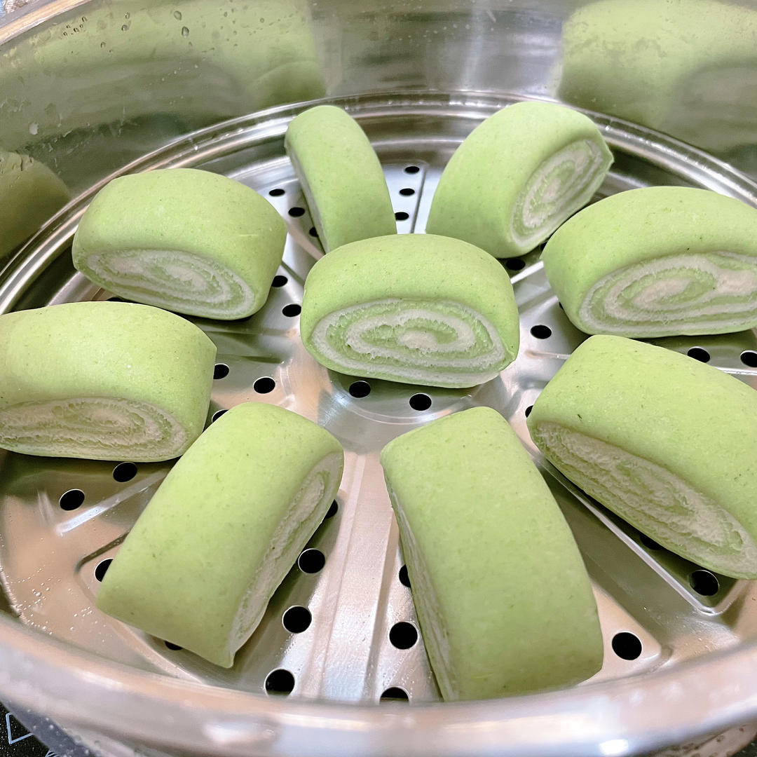 双色馒头‼️菠菜奶香馒头