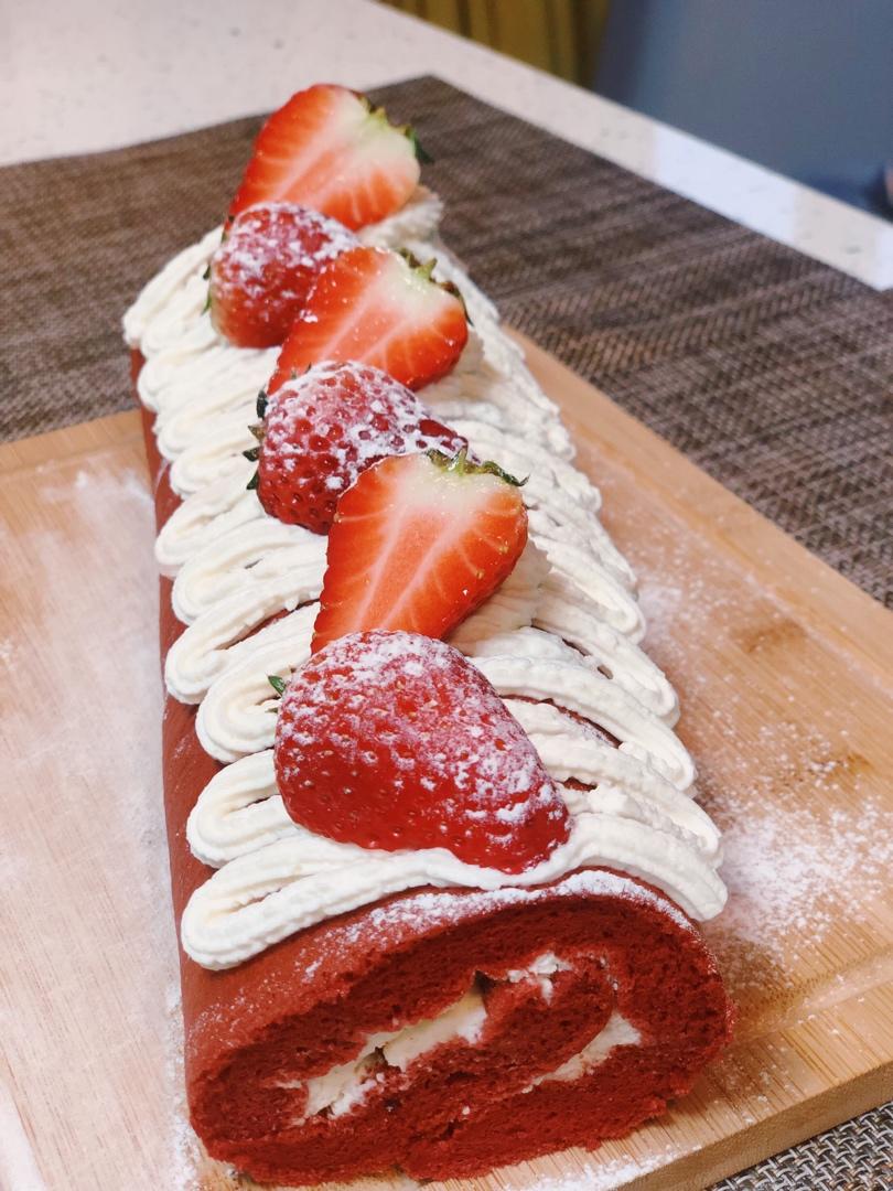 红丝绒蛋糕卷（完美毛巾底）