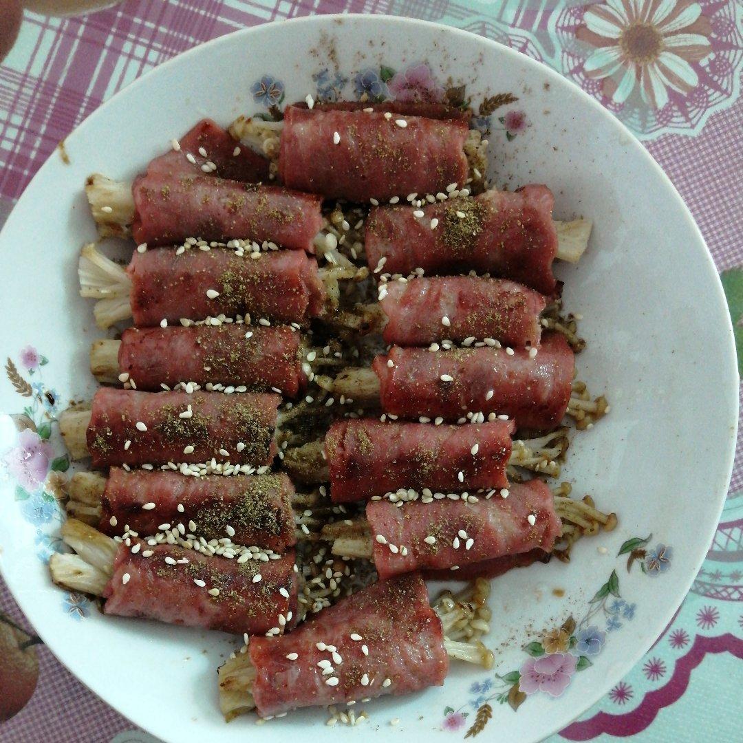 香煎培根金针菇卷