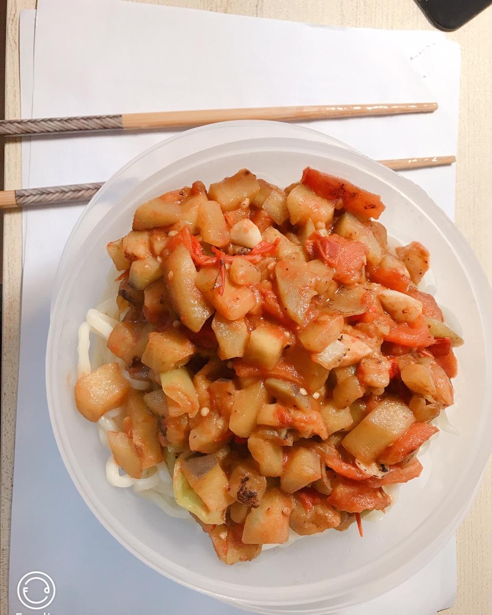 茄子番茄凉拌面新手快手零失误简单上班族必备