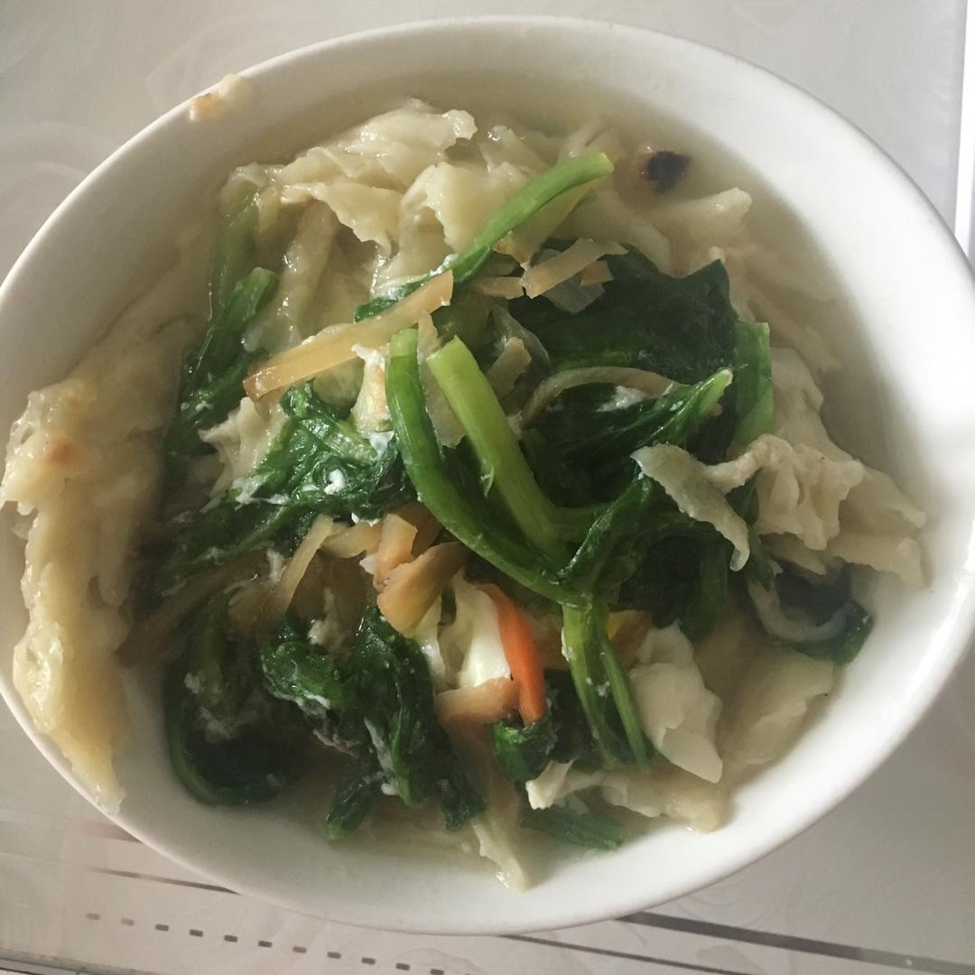 5分钟吃饭系列——菠菜鸡蛋泡饼