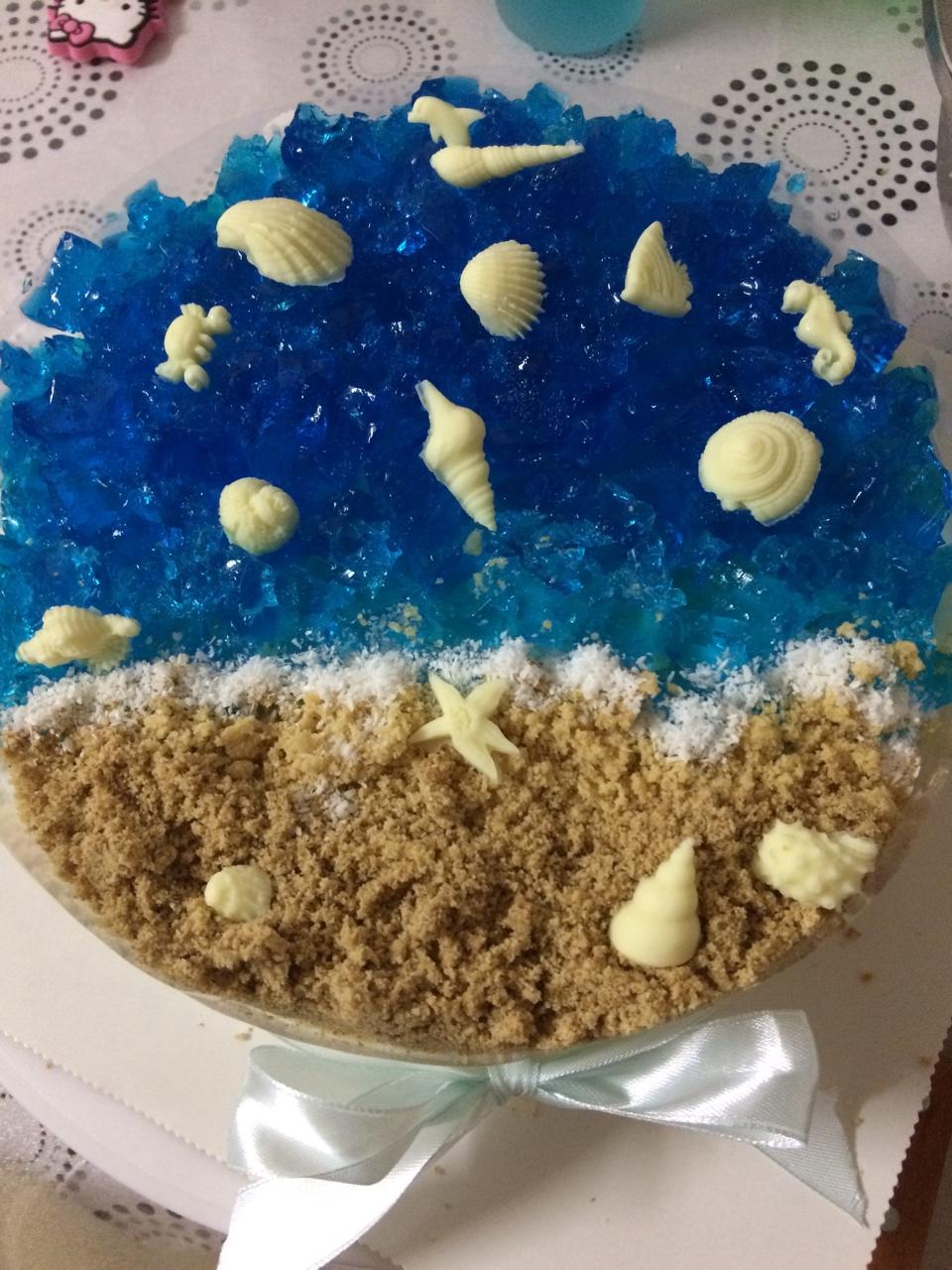 只放了两片戚风,一时手快,色素加多了变了深蓝色 赞 (一)八寸戚风蛋糕