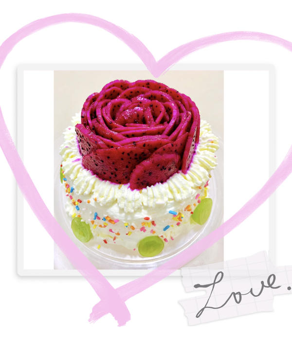 火龙果玫瑰花蛋糕