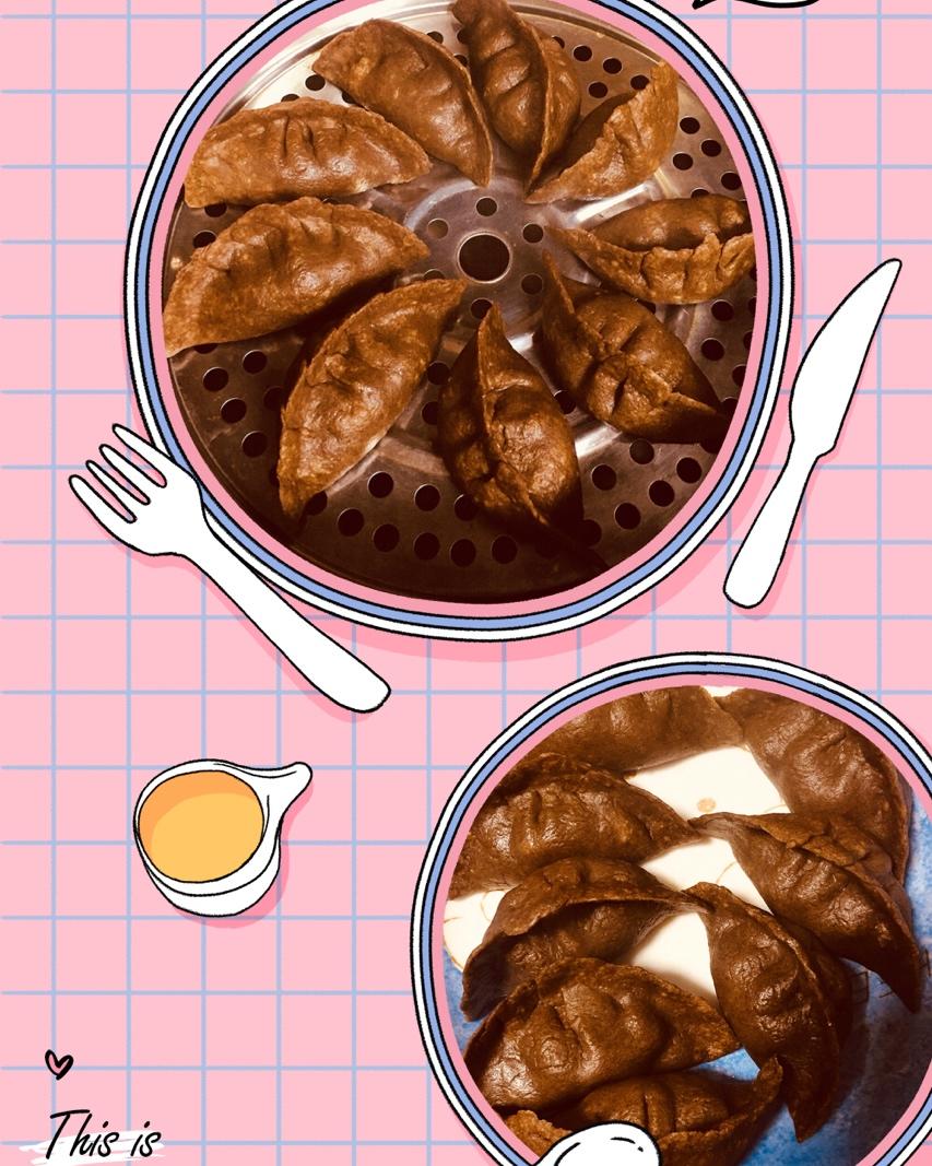 纯荞麦蒸饺（尖椒茄子馅儿）超详细过程~