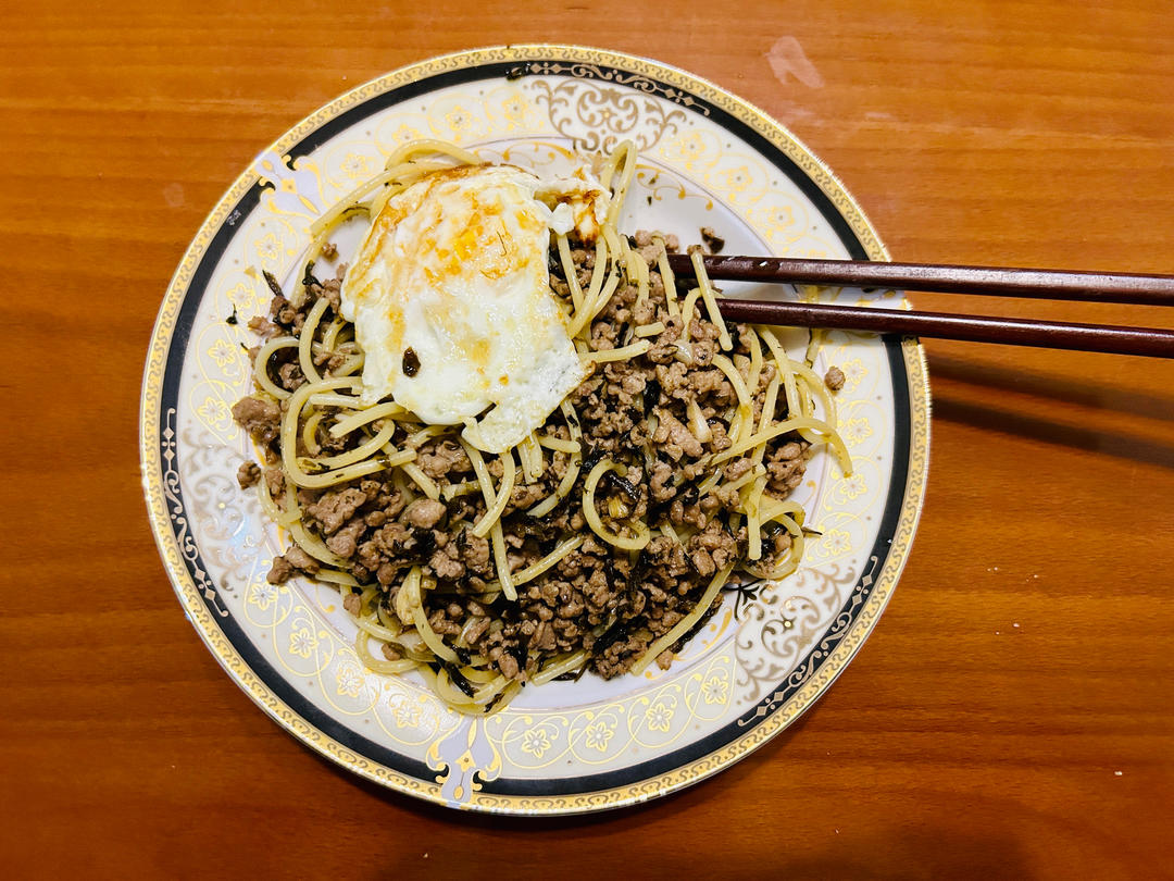 中式橄榄菜肉末意面