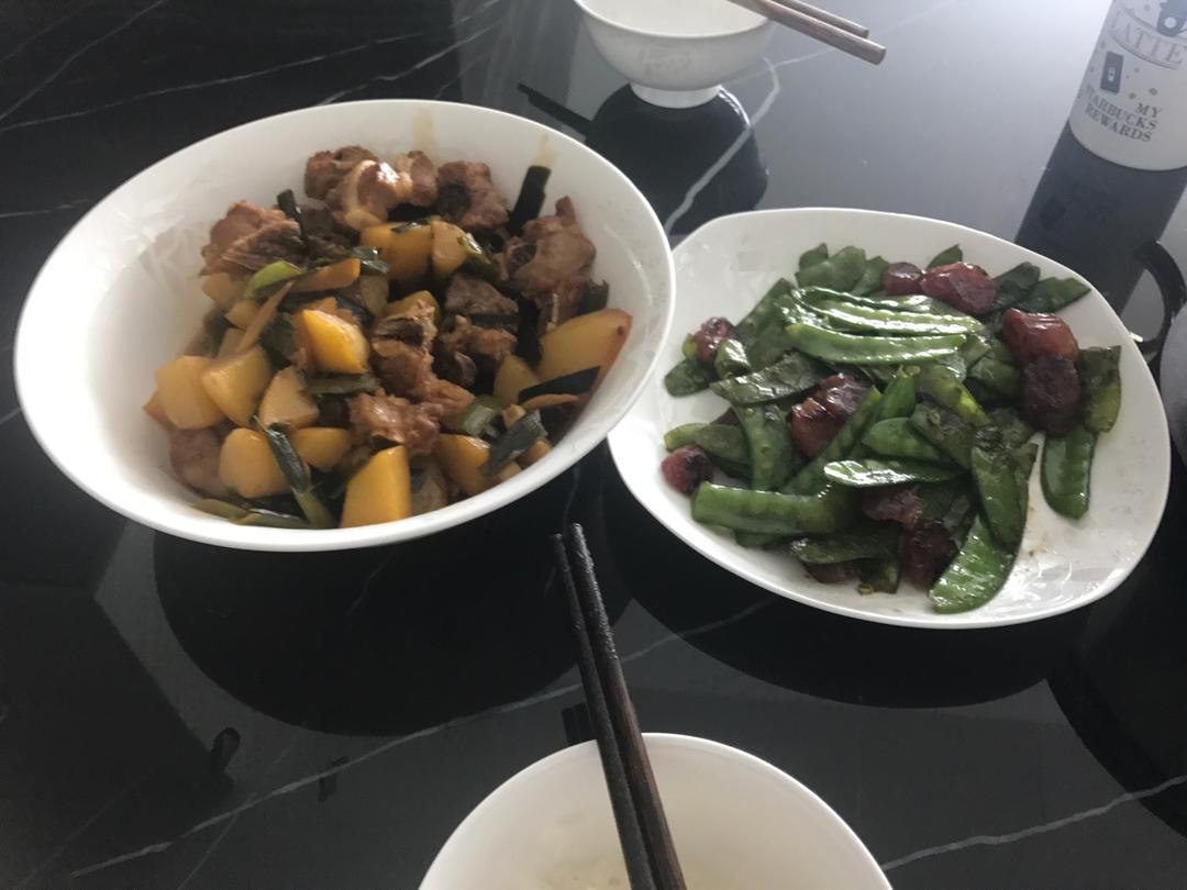 广式腊肠炒兰豆