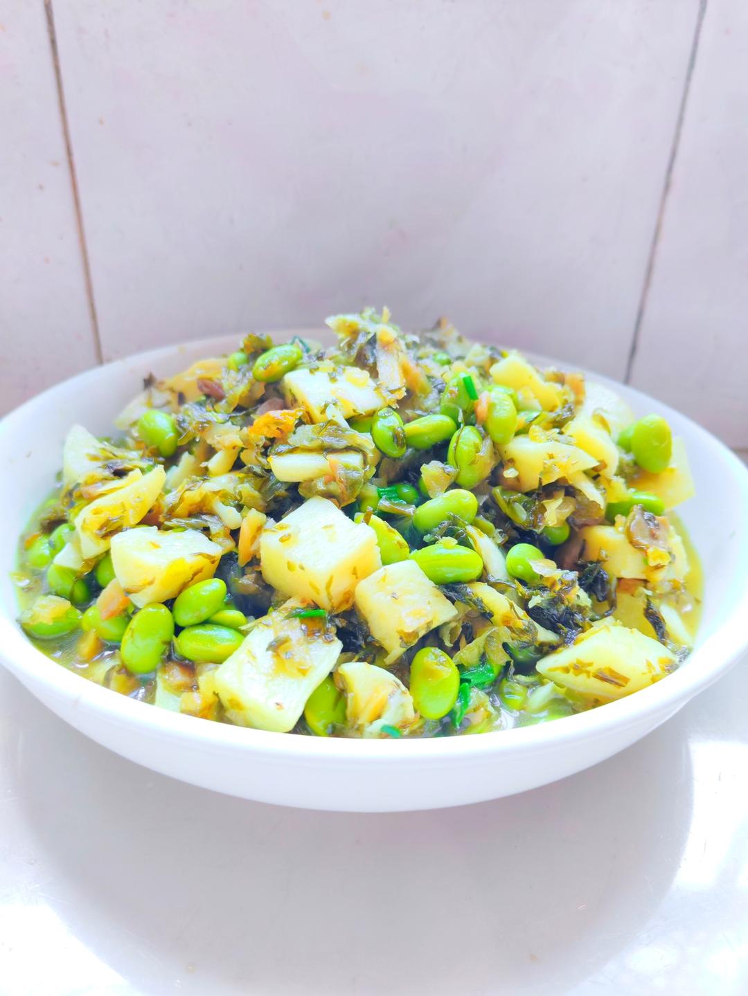 雪菜茭白炒毛豆