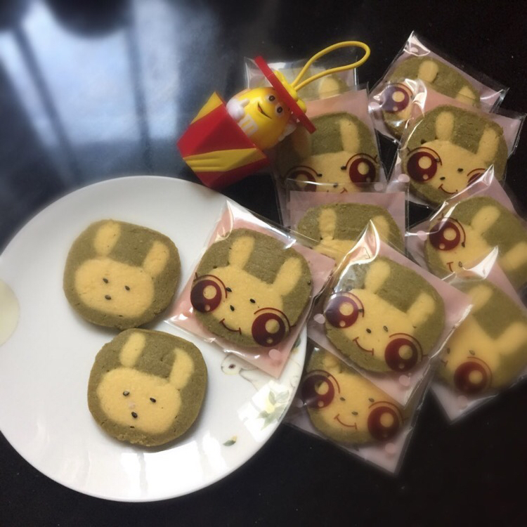 抹茶兔兔曲奇（比熊猫简单！超详细实物图+超良心手绘图）