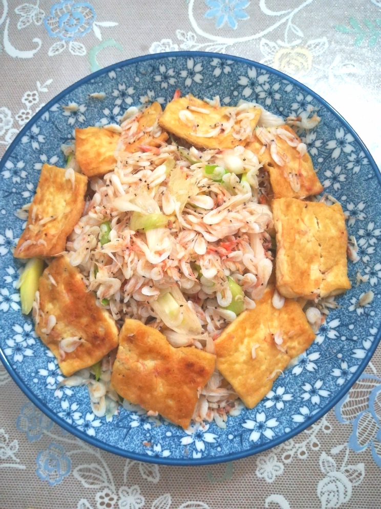 小白虾炒煎豆腐的做法 步骤5