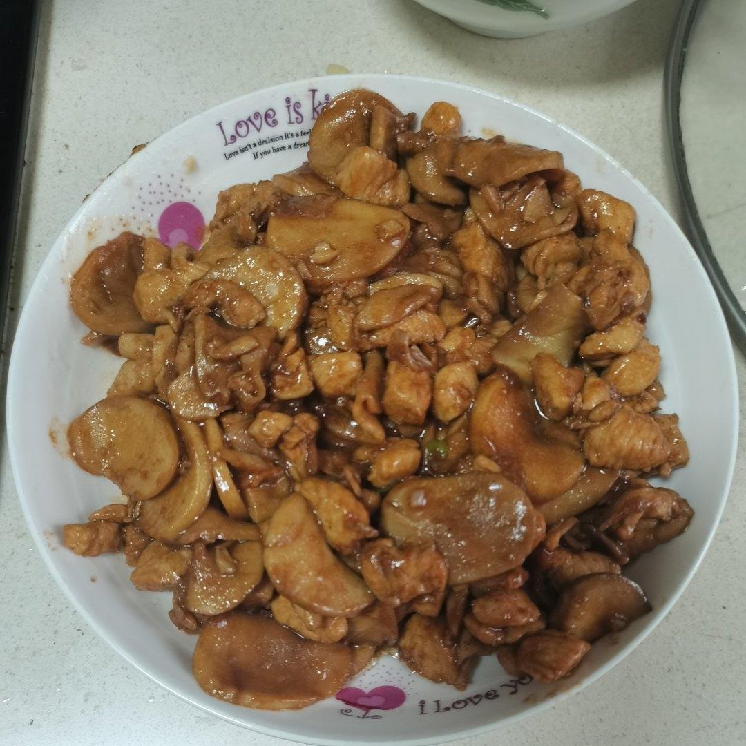 减脂餐—口蘑鸡胸肉盖饭