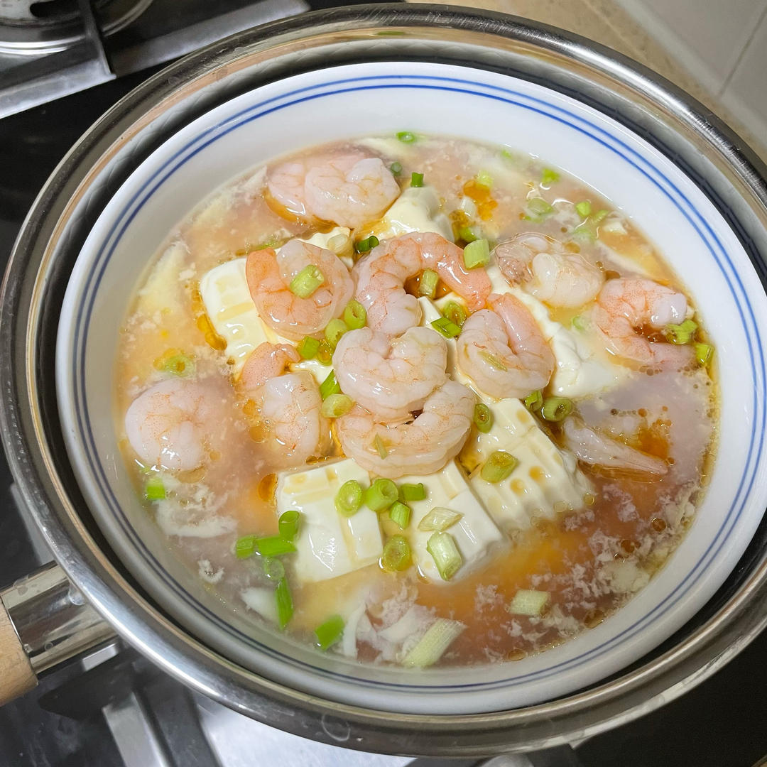 虾仁豆腐蒸水蛋