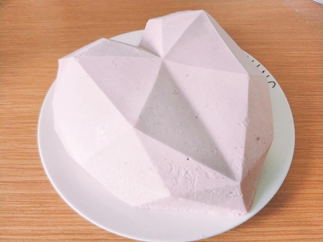 少女❤3D钻石心形覆盆子乳酪慕斯（7寸）