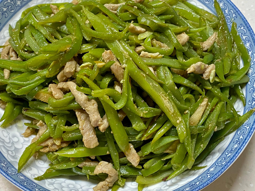 肉丝炒扁豆丝