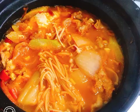 ❤️韩式泡菜豆腐汤：梨泰院class同款美食‼️的做法 步骤12